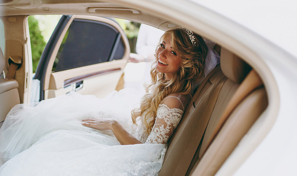 Bride in Limo